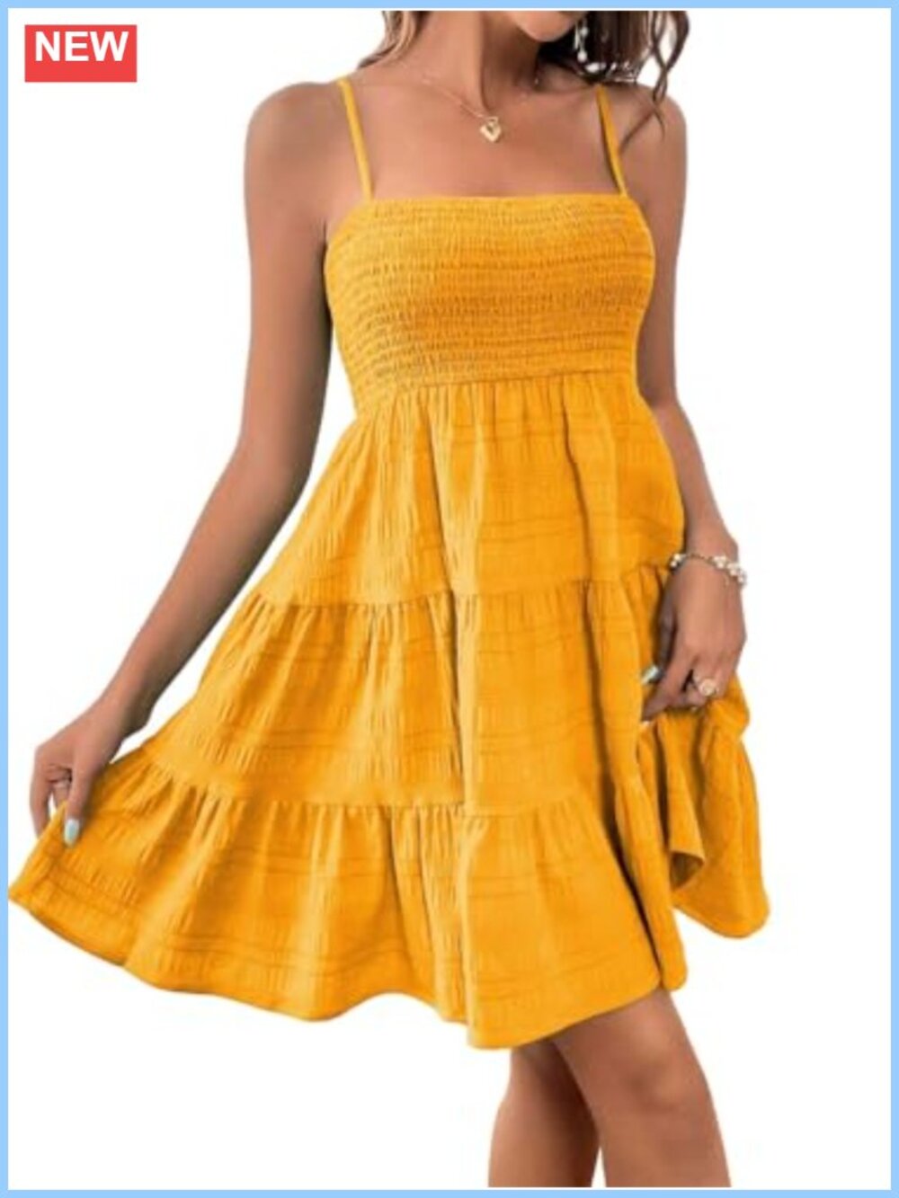 Women's A-Line Swing Dress Ruched Bust Sleeveless Ruffle Hem Summer Vacation